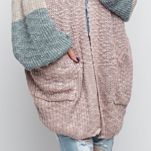 ❄️LAST2️⃣//MAUVE COLOR BLOCK CARDIGAN - Picture 5 of 6